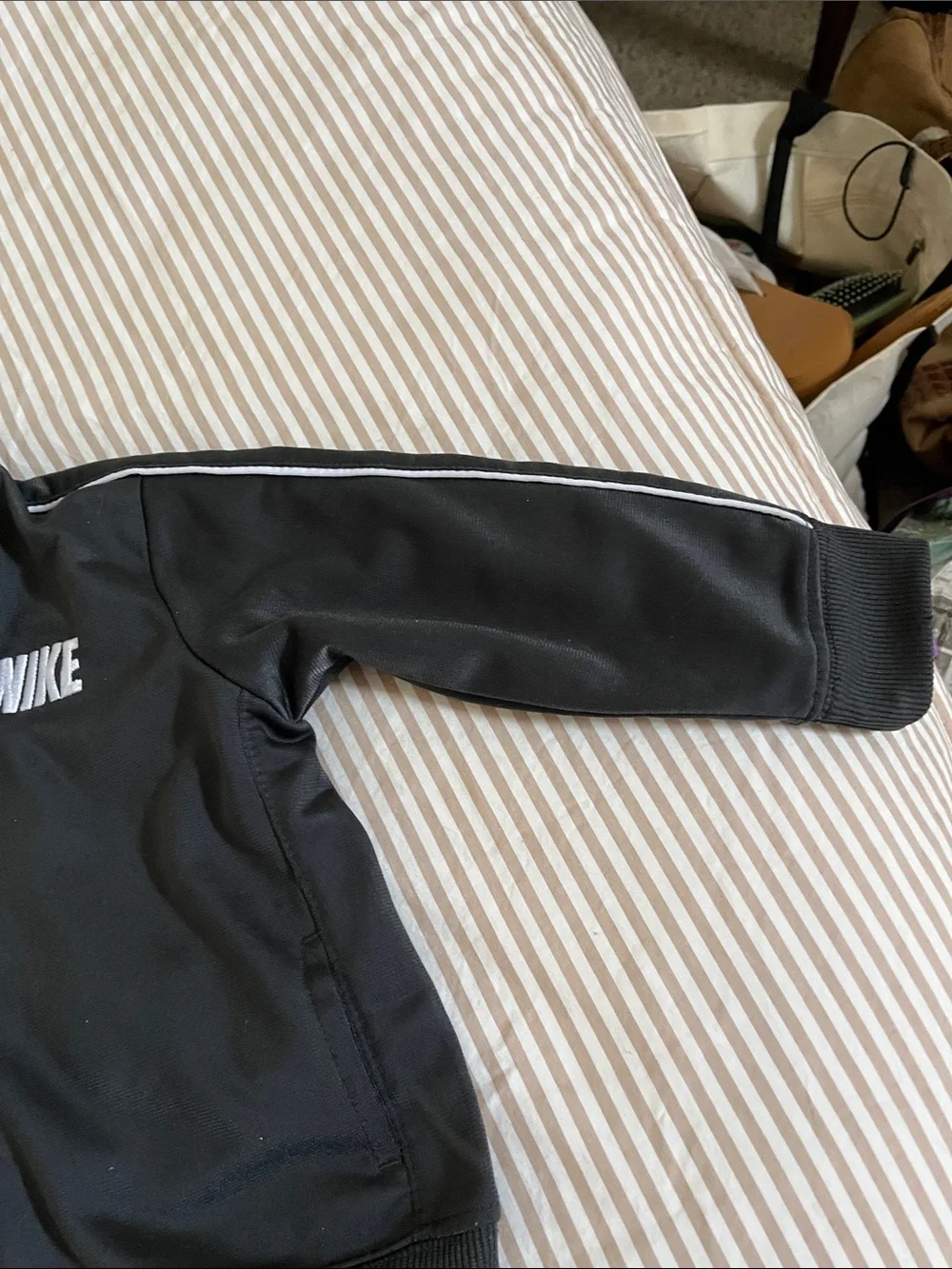 Nike Black Track Jacket with White Logo & Piping